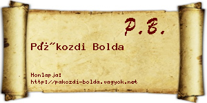 Pákozdi Bolda névjegykártya